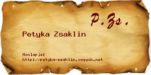 Petyka Zsaklin névjegykártya